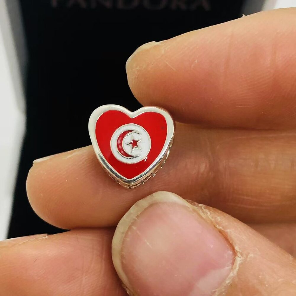 ✨🔥Pandora Tunisia Flag Exelusive Charm Bead Pendant S925 Sterling Silver Jewelr